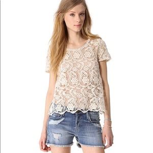 JOIE Ivory Crochet Lace Pullover Top Blouse S